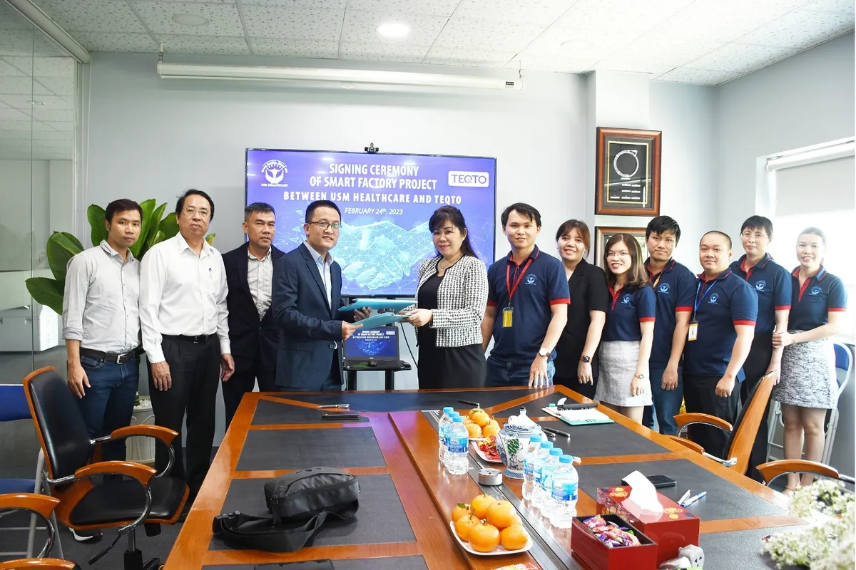 Lễ ký kết dự án nhà máy thông minh giữa USM Healthcare và TEQTO, ngày 24/02/2023